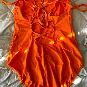 Time and true orange swimsuit, size 20-22W. Worn once.